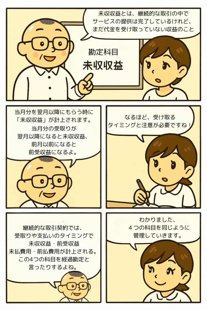 未収収益　社会福祉法人会計の勘定科目を漫画で確認　