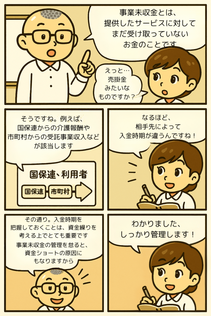 事業未収金　社会福祉法人会計の勘定科目を漫画で確認　