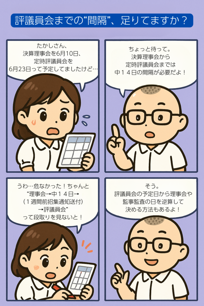 決算理事会から評議員会までの日数