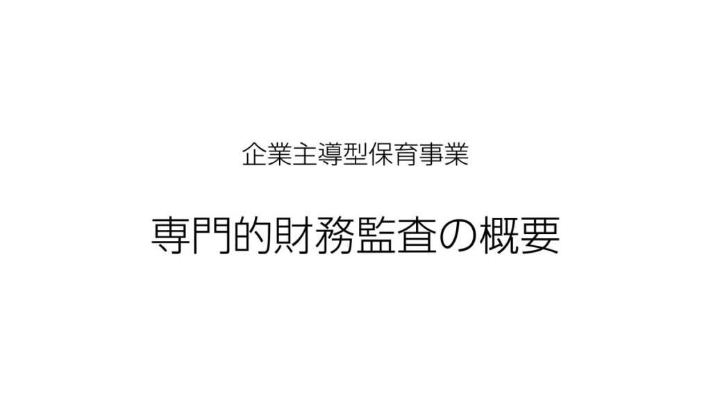 企業主導型保育事業・専門的財務監査の概要・専門的財務監査監査基準を基に解説