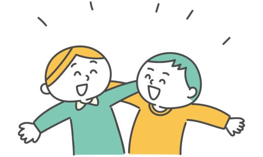 福祉の職場の職員同士が波長が合う姿のイラスト