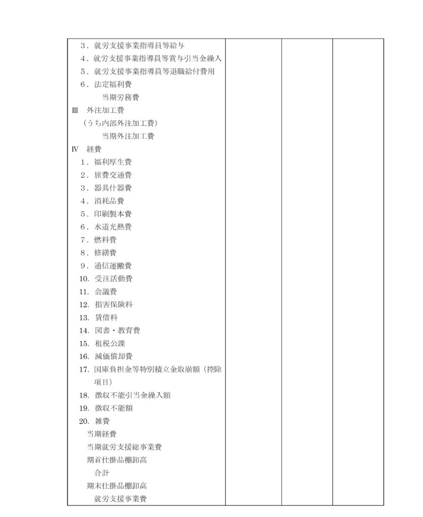 就労支援事業明細書②
